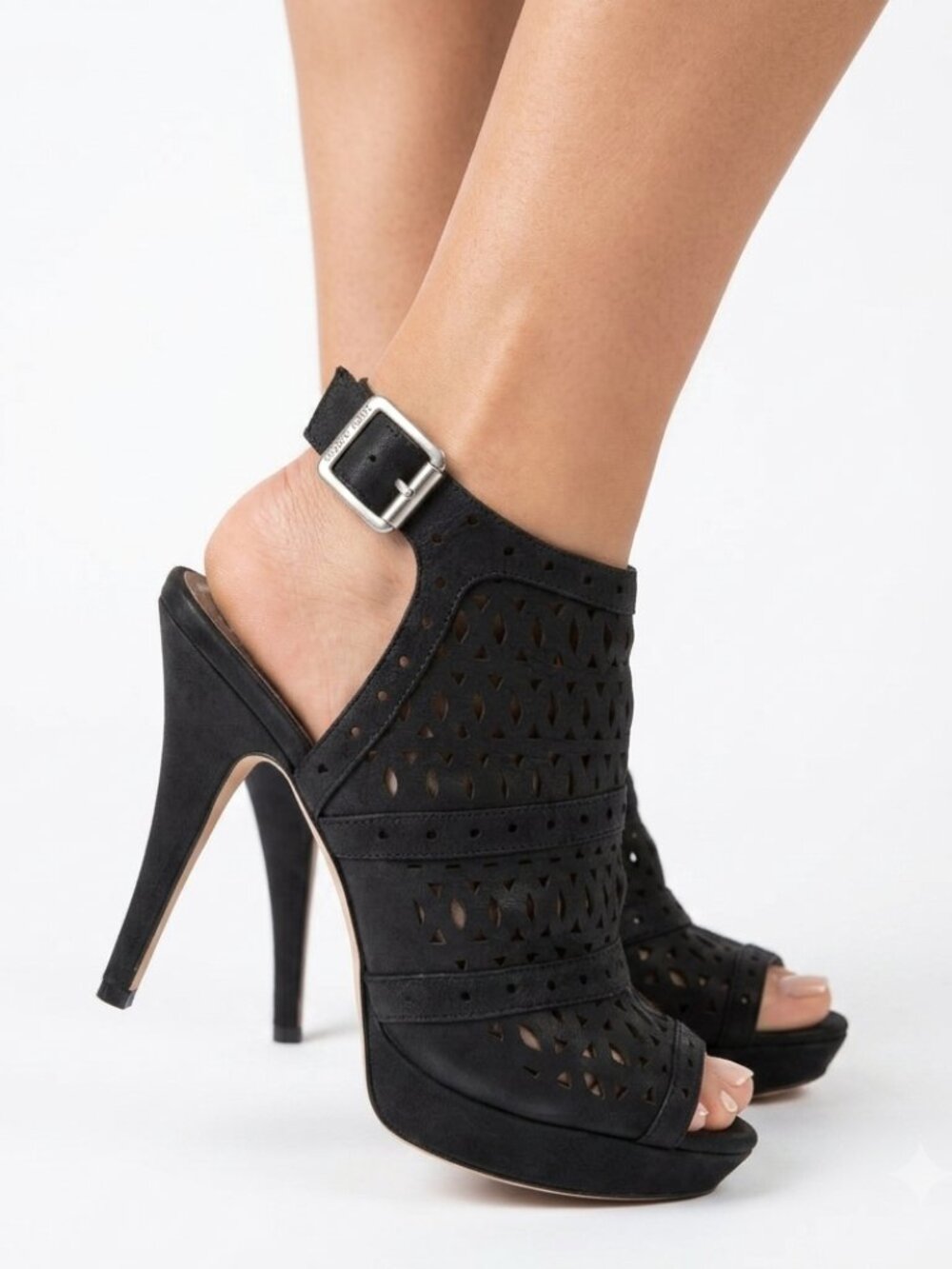 Vince Camuto Whimsigoth Mimis Caged Leather Platform Heels Black Size 6.5